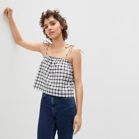 Everlane Tops - Everlane NWT Gingham check black white tank top - The Flowy Cami - Small